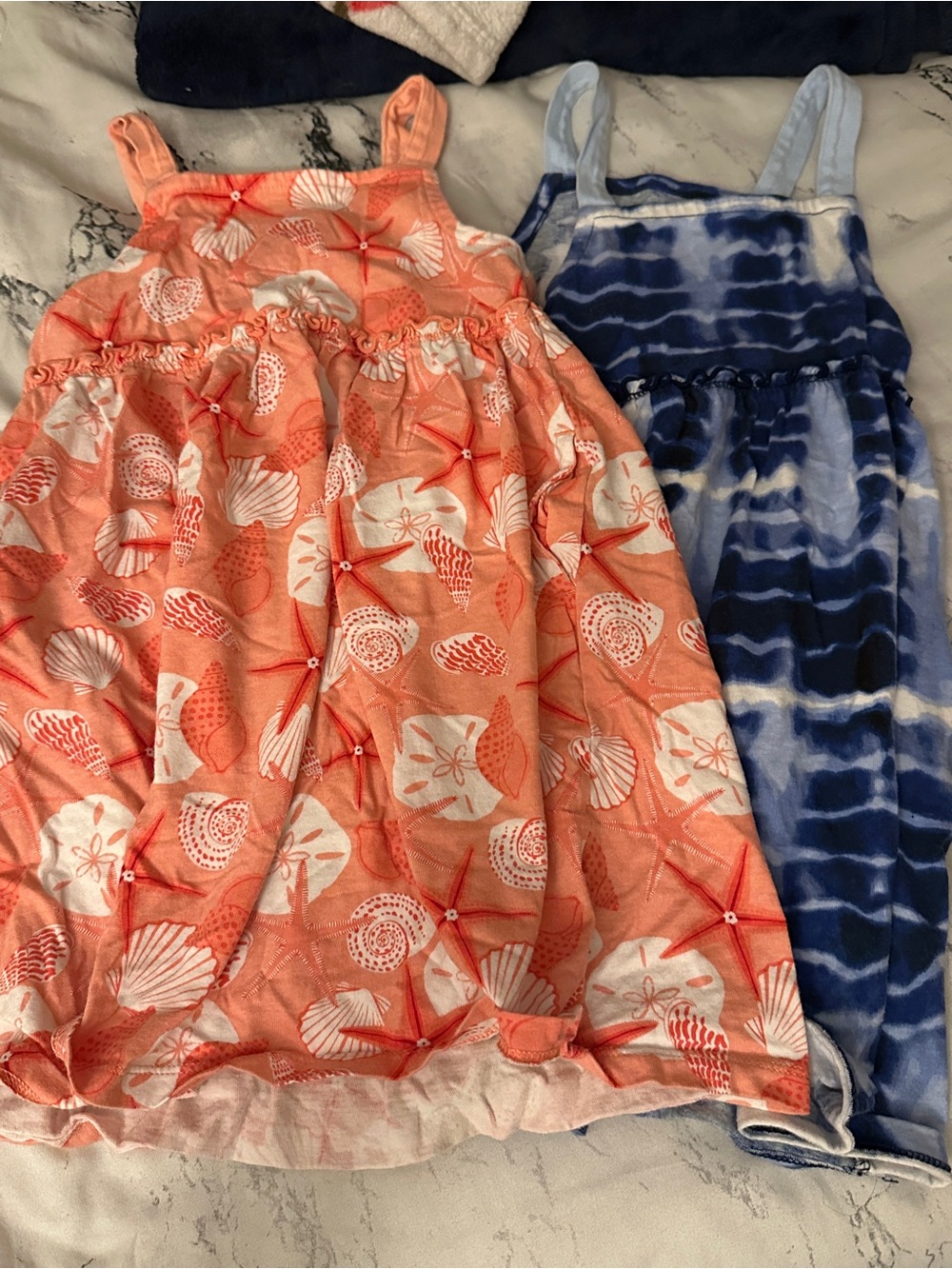 2 Wonder Nation 3T girls dress bundle. Blue and white tie-dye cotton dresses